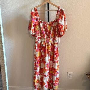 Indigo Rose Floral Smocked Dress